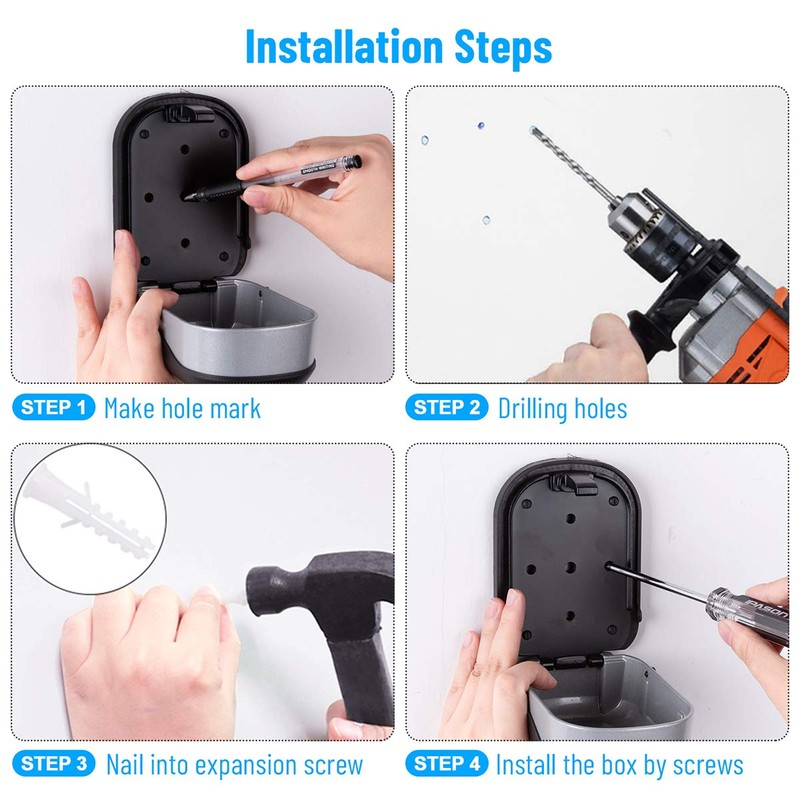 BTNEEU Key Safe Wall Mounted Outdoor, Key Safe with Number