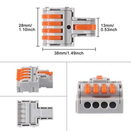 AITRIP 10Pcs Lever Wire Connectors, DIY Mini Quick Terminal Block Compact Splice Electrical Connectors, 1 in 4 Out 24-12 AWG