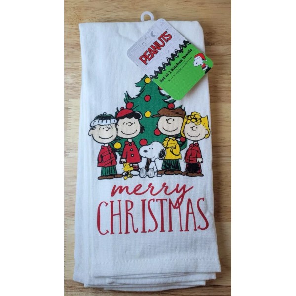 Peanuts Snoopy Merry Christmas Tree Kitchen Towels 2 pk Charlie