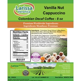 Vanilla Nut Cappuccino Colombian Decaf Coffee (Gourmet, Naturally Flavored, Whole Coffee Beans) (8 oz, ZIN: 569654) - 3 Pack