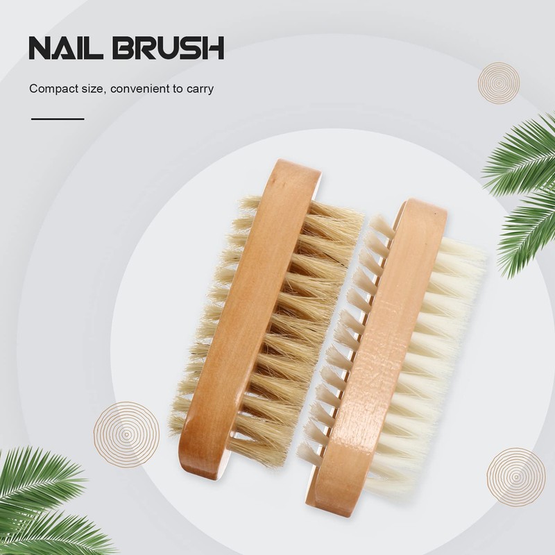 SAFIGLE 2Pcs Wooden Manicure Brush Double Sided Fingernail for Home