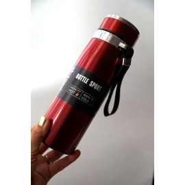 Insulated Vacuum Flask 800ml - Double Wall Stainless Steel Thermos for Hot Drinks, Wide Mouth Travel Bottle (Red)