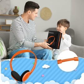 Eliamo 1 Pack Kids Headphones, School Headphones with 3.5mm Jack for Students Teen and Adults, Orange