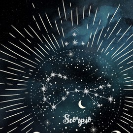 Nacnic Poster with the constellation Scorpius. Poster with zodiac symbol A3 in size and starry sky background