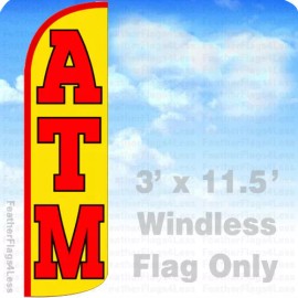 ATM Windless Swooper Feather Flag Banner Sign 3x11.5' - yq