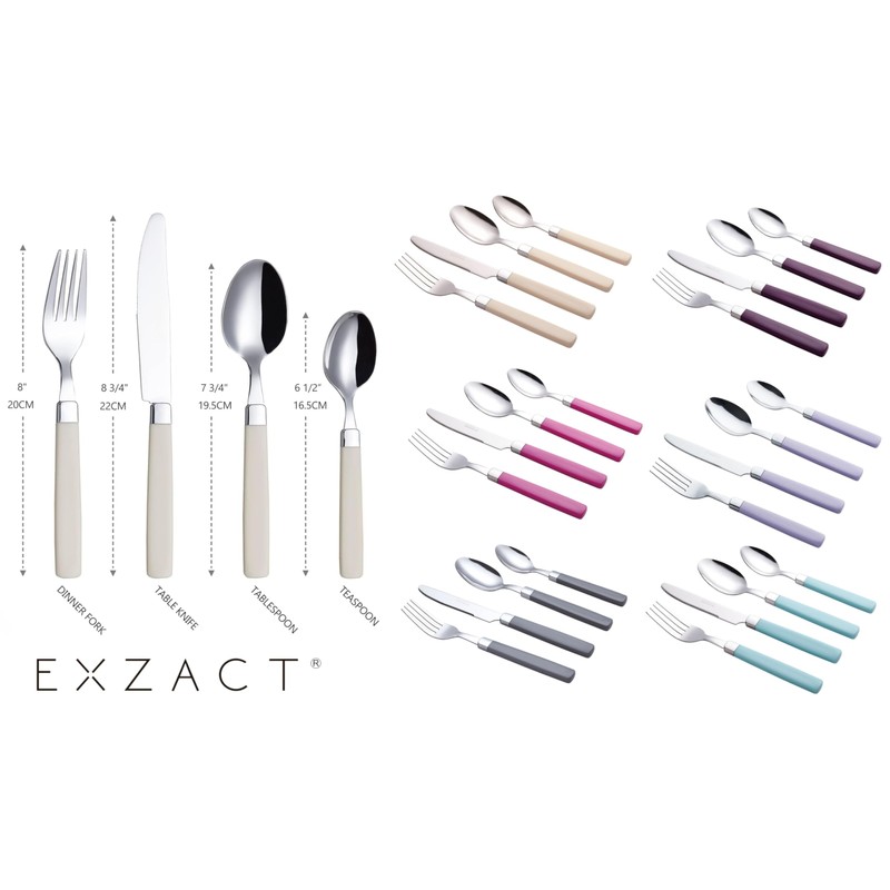 Exzact WF23 Cutlery Set Stainless Steel with Coloured Handles (Lavender,