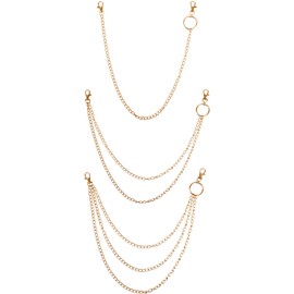 3 Pieces Jeans Chains Wallet Chain Pocket Chain Belt Chains Hip Hop Pants Chain (Gold)