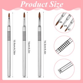 3 PCS 3D Acrylic Nail Brush, #2#4#6 Kolinsky 3D Nail Art Brush for Women