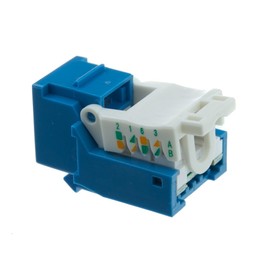 CableWholesale Cat6 Keystone Jack, Blue, Toolless RJ45 Female (UTP) to 110 Punch Down Connector