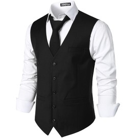 ZEROYAA Men's Hipster Urban Design 3 Pockets Business Formal Dress Vest for Suit Tuxedo ZLSV16 Black X-Large