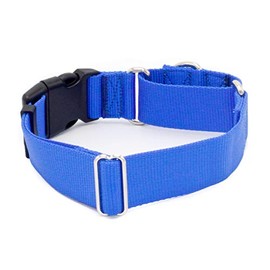 1 1/2 Inch Martingale w/ Buckle Dog Collars - Heavy Duty Nylon ( 1.5" Width Dog Collars (Blue, Large)