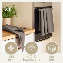 Blumtal® Geschirrtücher 50x70 cm im 4er Set - Geschirrtücher Baumwolle 100% - Küchentücher bei 60 °C waschbar - Küchenhandtücher - Geschirrhandtücher - Küchentücher Baumwolle - Geschirrtücher grau