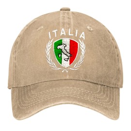 Bshuey Italy Italia Italian Flag Embroidered Hat for Men Women Cotton Adjustable Baseball Cap Hats Khaki