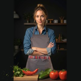 Benditta Natura Guatemalan Handmade Cotton Kitchen Apron – Adjustable with 2 Pockets for Men & Women, Cooking, Baking, BBQ & Restaurant Use