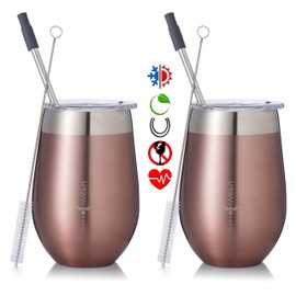 Insulated Stainless Steel Tumbler with Lid & Straw, 12 oz - Splash-Proof, Unbreakable Drinking Cup - Keeps Drinks Hot or Cold - Perfect for Hot Chocolate, Coffee, Tea, Winter Travel & Holiday Gift