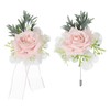 sourcing map Pink Wrist Corsage and Boutonnieres Set, Artificial Flowers