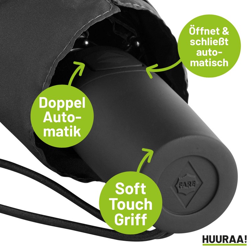 Huuraa Regenschirm Moin Kompass Geschenk 98cm Schwarz Doppelautomatik Moin Kompass