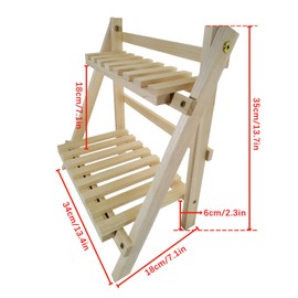 Wooden Double Layer Rack Desk Storage Organizer, Foldable 2-Tier Ladder Shelves, Durable Shelf Flower Pot Seasoning Racks, Sundries Shelf, Home Decor Ladder, 34 x 18 35 cm