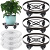 3 Packs Large Metal Plant Caddy 12.6” Plant Dolly with
