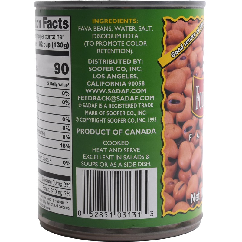 Sadaf Foul Mudammas - Canned Fava Beans for Cooking and