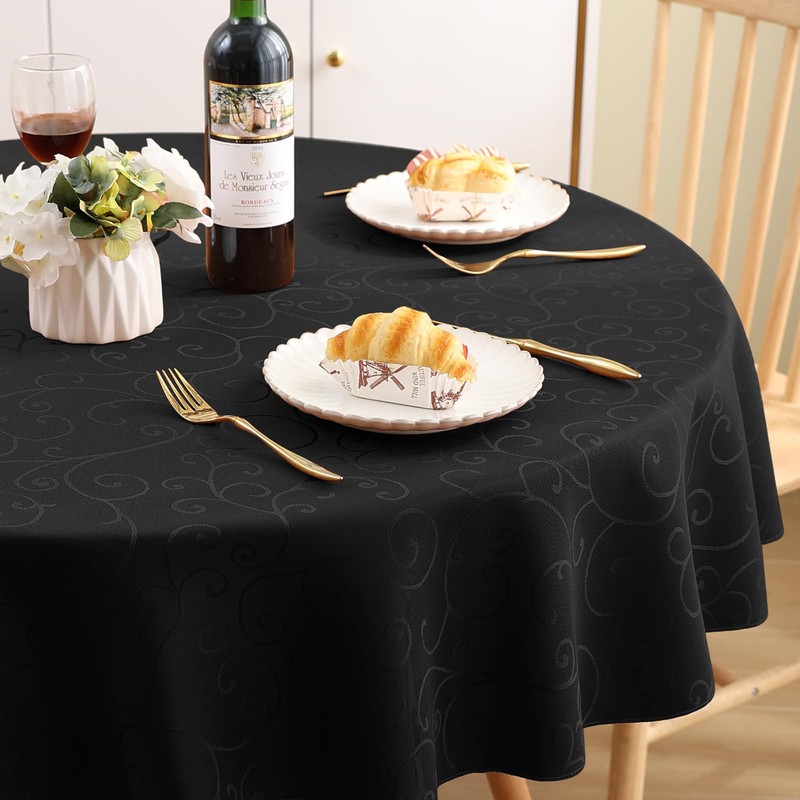 Homaxy Table Cloth Round 150 cm, Washable Polyester Jacquard Tablecloth,