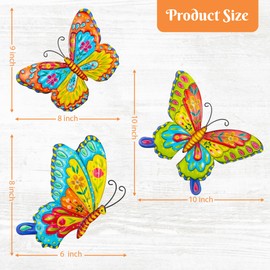 J-Fly Maximalist Decor Metal Butterfly Wall Decorations Garden Decor Room Decor, Lawn Ornaments Ladybugs Live- 3 Pieces, Outdoor Garden Yard Decor for Home and Office Decoration