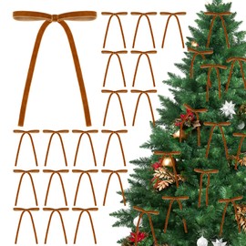 Draupnir 36pcs Velvet Christmas Bows, 5 x 7 Inch Vintage Rustic Velvet Ribbon Bows Nice for Christmas Tree, Christmas Garland, Large Gifts, Parties, Home Decor Wedding Outdoor Indoor(Khaki)