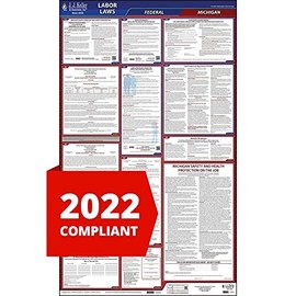 2022 Michigan and Federal Labor Law Poster (English, MI State) - OSHA Compliant All-in-One Laminated Poster