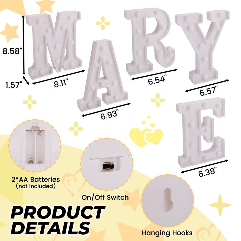 TEHIBIEN Marry Me Light Up Letters, LED Marry Me Sign