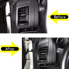 Daeiclru Real Carbon Fiber Car Side Air Outlet Vent Frame Trim Compatible with Jaguar F-TYPE 2013-2022, Side Air Outlet Cover, Dashboard Air Vent Outlet Trim Cover Sticker Accessories, 2PCS (Black)