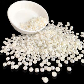 Euddty 5mm Flatback Pearls for Crafting Nail Art Half Round Pearls Bulk for Jewelry Scrapbooking Artwork Making Craft DIY Accessory(Ivory,5mm)