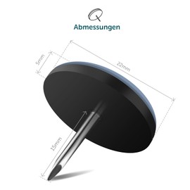 shinfly Furniture Gliders Teflon Set with Nails, 24 Pieces, Diameter 22 mm, Blue, Round Teflon Gliders, Effective Attachment and Protection for Furniture and Floors