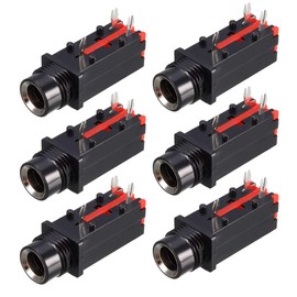 uxcell PCB Mount 6.35mm 3 Pin Socket Headphone Stereo Jack Audio Video Connector Black Red 6Pcs