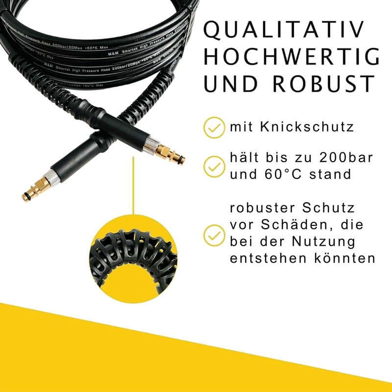 M&M Smartek High Pressure Hose for Pressure Washers Quick Connect