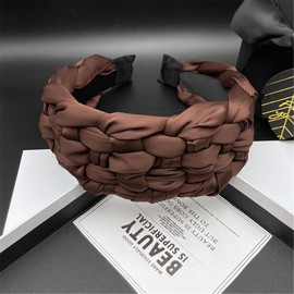 QTMY Braided Knotted Headband for Women,Boho Hippie Headband Hair Hoop Accessories Headwear Jewelry,1225 (Brown)