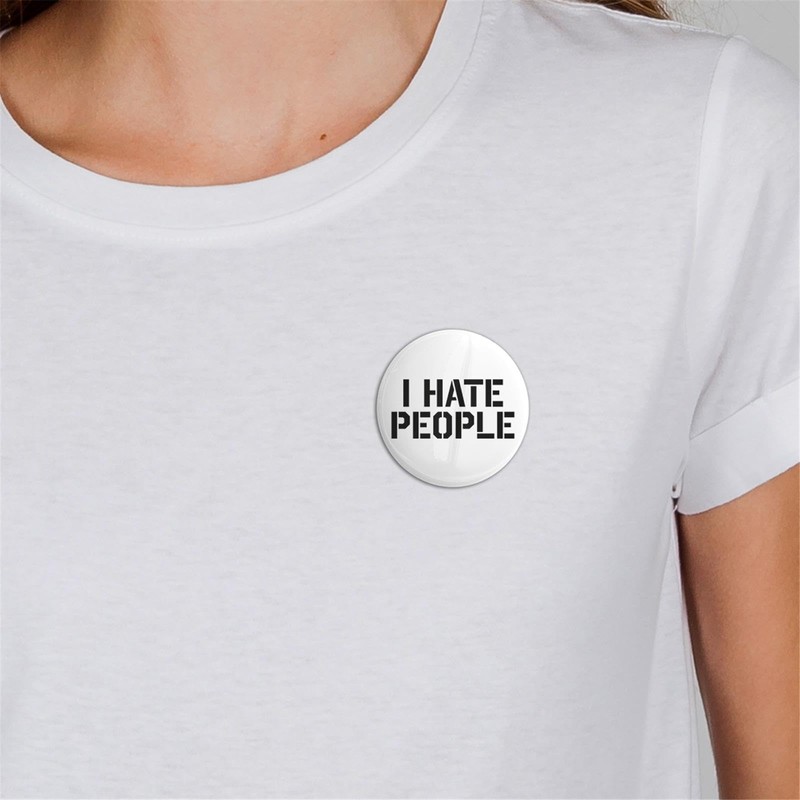 Huuraa Button I Hate People Badge with Funny Spurch Gift