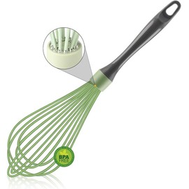 Dishwasher Safe Whisk, Professional Whisks For Cooking Non-Scratch, Stainless Steel &  Wisk, Plastic Rubber Whisk Tool For Nonstick Cookware Pans, Heat Resistant Whisk 12-Inch, Green - Color: Green
