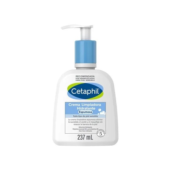  Cetaphil Crema Limpiadora Hidratante Espumosa, Envase 237ml Para Piel