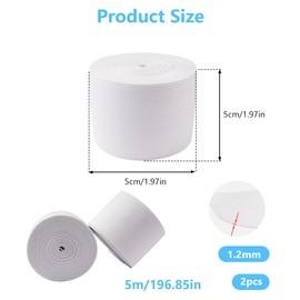 Orixo 2 Rolls Wide Elastic Band 50 mm, 10 m (11 Yards) Elastic Band Wide for Sewing, Rubber Rubber for Sewing Hair Bands, Clothing, Sofa Seat Covers, Tie Down Straps, Waist Bands, DIY Crafts etc