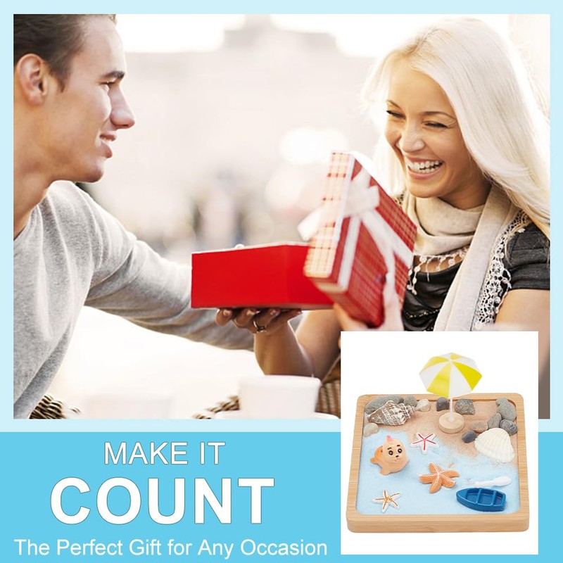 WEBEEDY 3 Sets Miniature Beach Zen Garden Set, Sand Craft