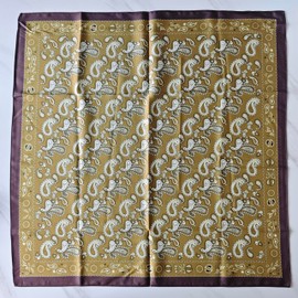 GIMIRO Men's Simulated Silk Scarf 55 x 55 cm Vintage Scarf Small Square Scarf British Style Cashew Flower Scarf, 5# Olive Green PSL