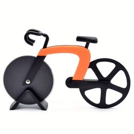 ShanSon Pizza Cutter Stainless Steel Pizza Bike Cutting Wheel with Non-stick Bike Pizza Slicer,White Elephant Gift for Pizza Lover, Funny Kitchen Gadgets, Mini Pizza Knife,Orange