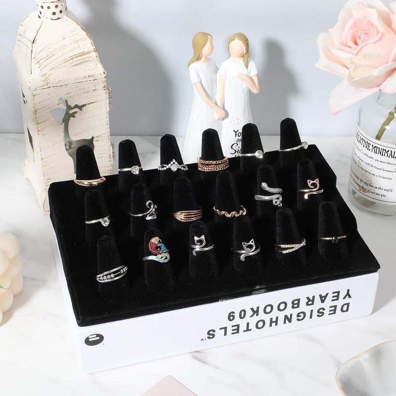 mekueeex 2PCS Velvet Ring Display Stand, 18 Holders Ring Display