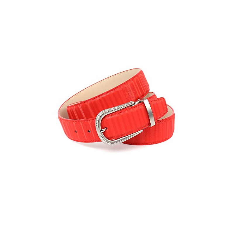 Anthoni Crown Women's Leather Belt, red