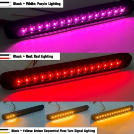 PSEQT 3 Color Trailer Tail Brake Stop Turn Signla Running LED Lights Bar Amber Red Purple Rear Identification Marker Waterproof Light Strip for Trailer Truck Pickup Offroad RV ATV UTV Bus Van, 2Pcs