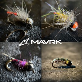 Mavrk Fly Fishing Euro Nymph Competition Barbless Hooks 25 Pack for Fly Tying Black Nickel Coating Strong Durable chemically sharpened Jig Curve Nymph and Streamer Style