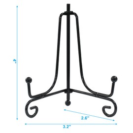 Hordion 2 Pack Plate Stand, 4 Inch Black Iron Easel Photo Display Stand Plate Holder for Picture Frame Book Tabletop Art Platter