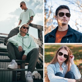 IOHLNG Aviator Sunglasses for Women Men Polarized Pilot Sunglasses Military Shades Vintage Classic Metal Sun Glasses Gold Frames