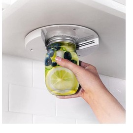 Jar Opener for Seniors - Under Cabinet Jar Openers for Weak Hands, Easy Grip, One Handed Gadgets & Bottle Opener - Essential Kitchen Gadgets for Home Assistance - White