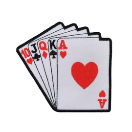 Card Poker Royal Flush Sew-On Iron-On Patch Iron-On Patch Size 9.0 x 8.7 cm